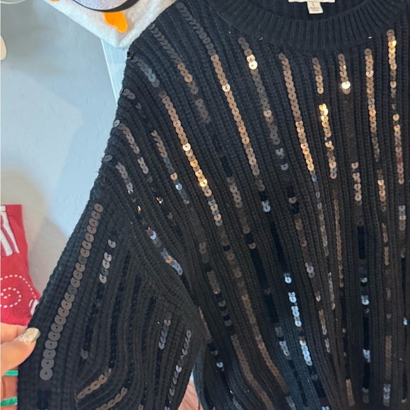 ‼️share out‼️She + Sky Black Sequin Sweater - Picture 2 of 5